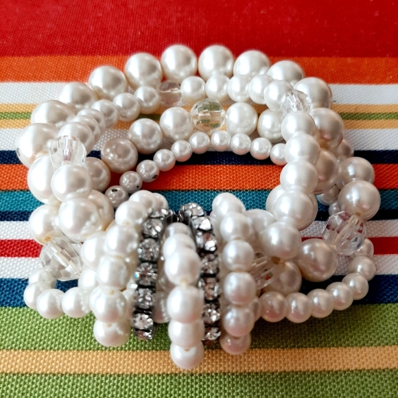 Jewelry - Multi Strand Pearl and Crystal Bracelet
